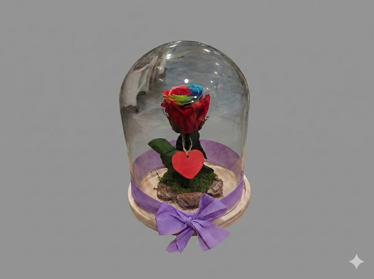 Rosa Eterna Arcoíris en Cúpula - Imagen 1