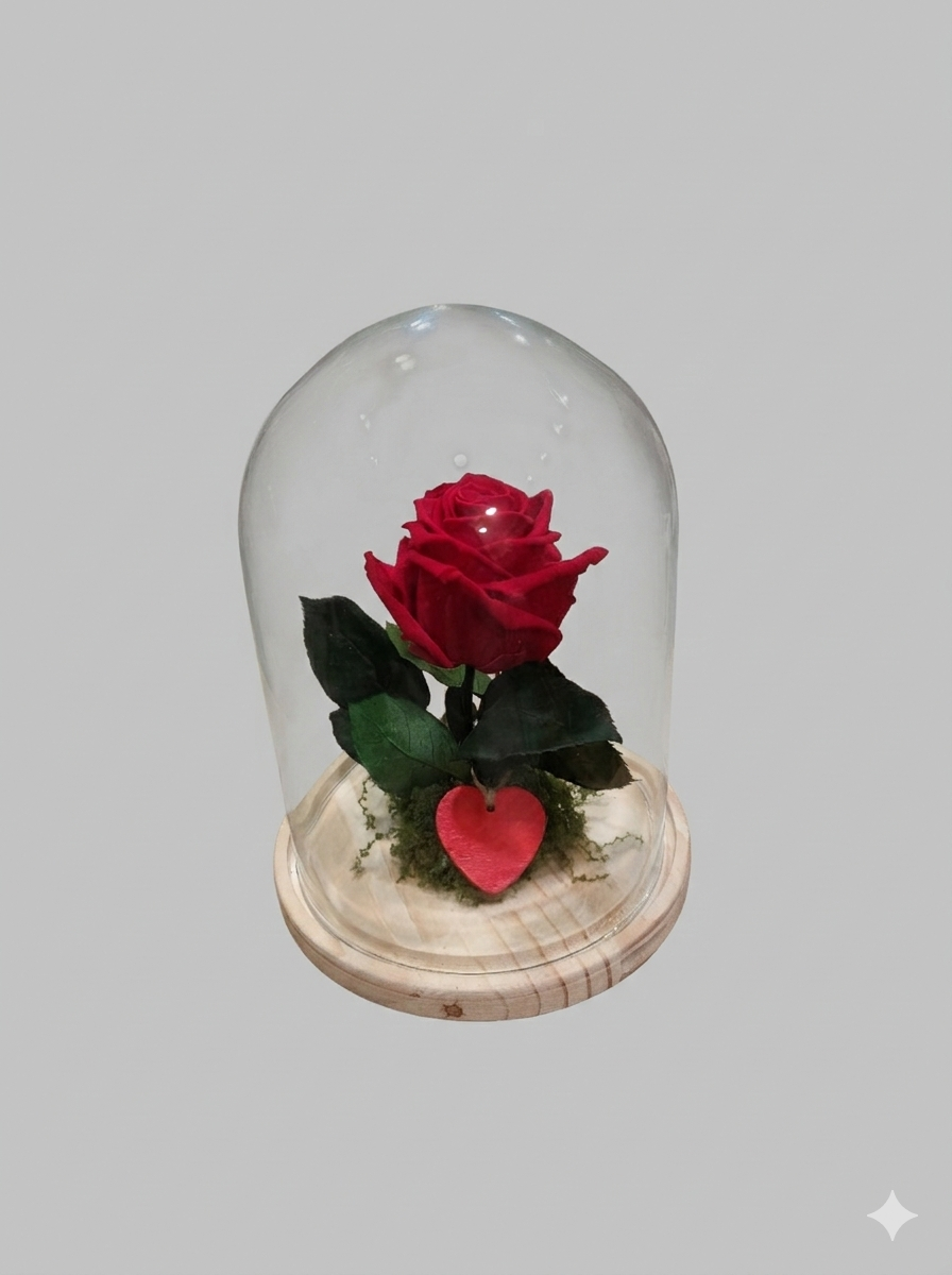 Rosa Preservada Mediana en Cúpula - Imagen 1