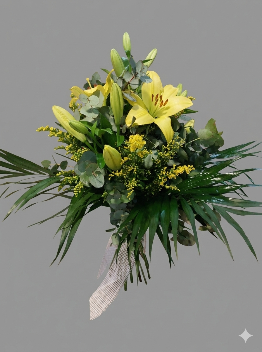 Ramo de Lilium Amarillo y Verdes Mixtos - Imagen 1