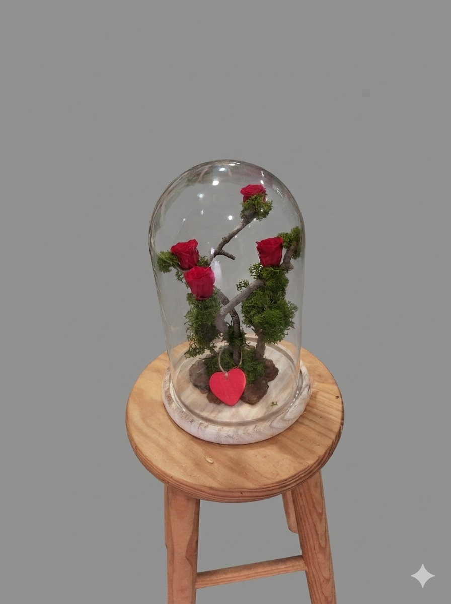 Cúpula de 4 Rosas Preservadas - Imagen 1