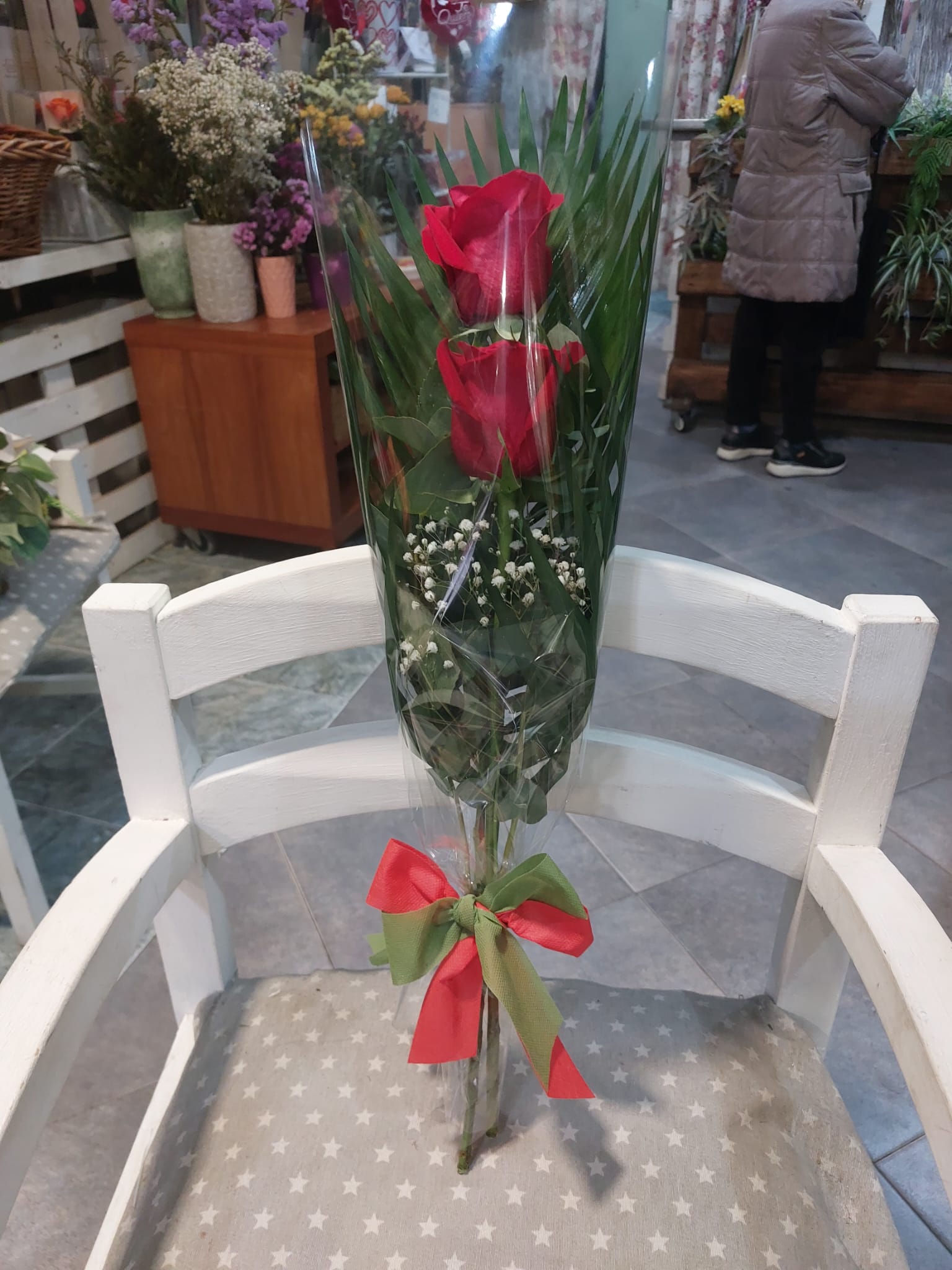 Detalle de 2 rosas naturales "Doble encanto" - Imagen 2